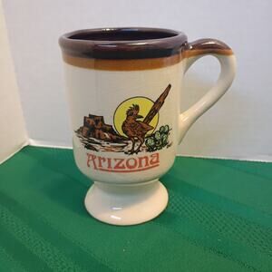 1970's Arizona Souvenir Ceramic Coffee Mug Cup Road Runner Desert Cactus